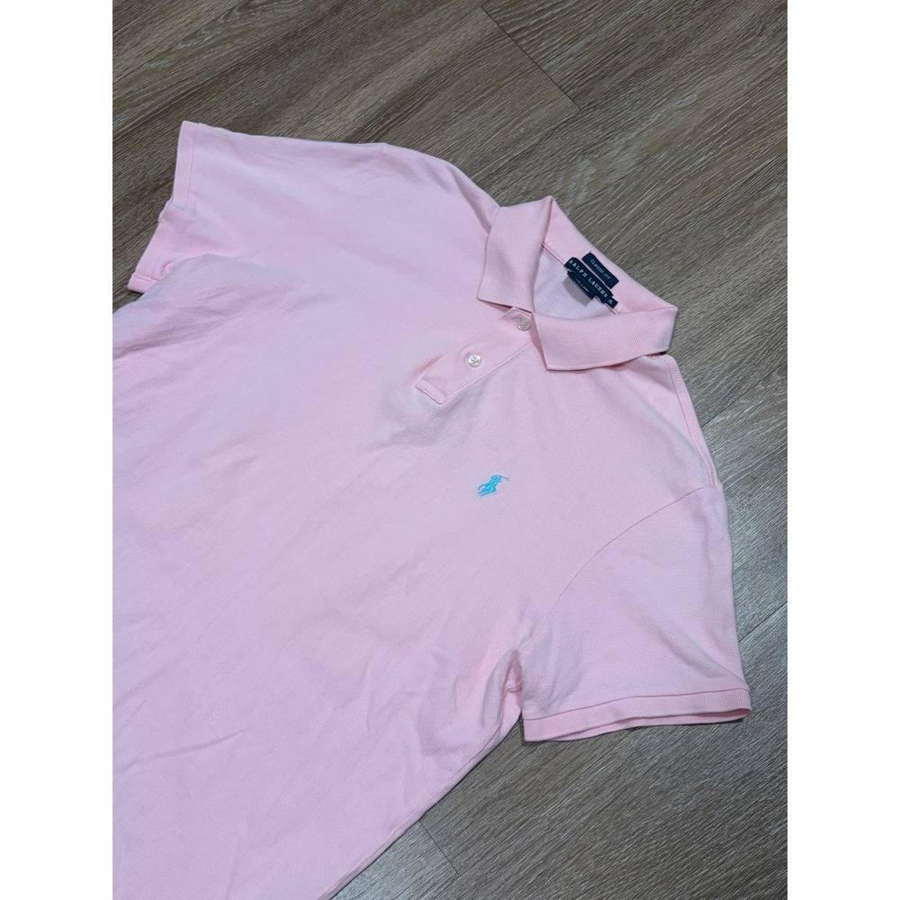 Ralph Lauren Mens Classic Fit Pink Polo Shirt‎ Turquoise Pony XL Vintage Cotton
